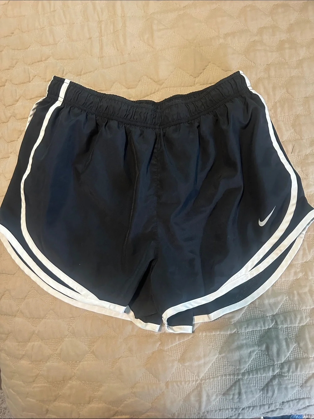 Nike Black Athletic Running Shorts with White Trim